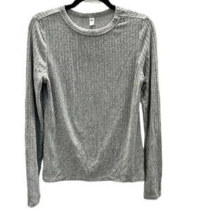 BP. Women's Long Sleeve Heathered Gray Crew Neck Ribbed Sweater Size L GUC